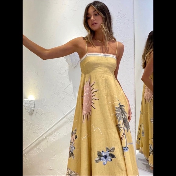 Soleil Shades Summer Sunset Maxi Dress Full A Line Lanon Cotton Long Maxi - Picture 7 of 9